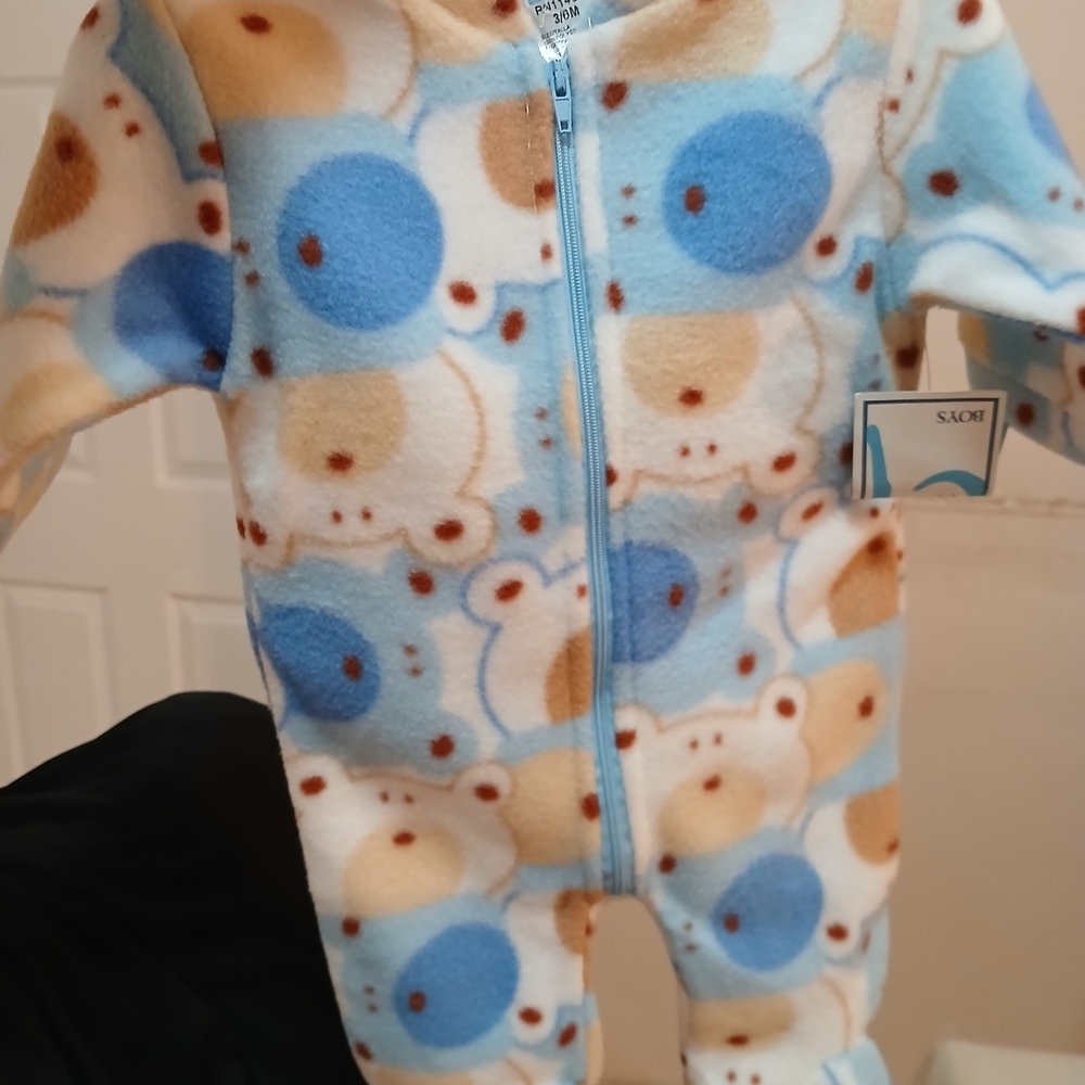 Carter's Blue and Cream Patterned Footie - Picture 2 of 6